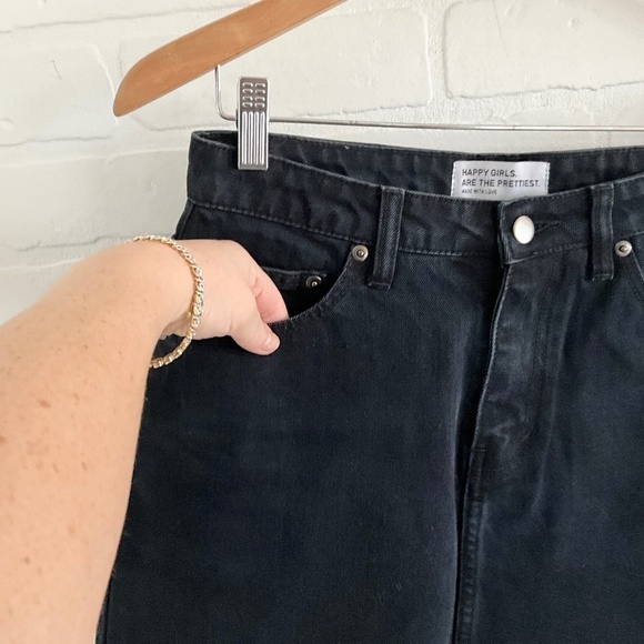 FRED Mini Denim Skirt Black Cotton Raw hem Mobwife Goth Rock Sz S - Picture 10 of 11